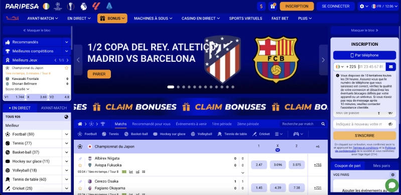 Page d'accueil PariPesa Côte d'Ivoire