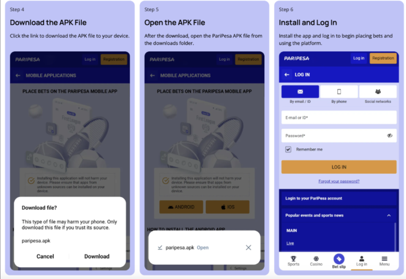 Paripesa Betting App South Africa signing up