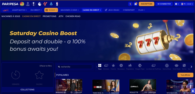 Paripesa Casino Togo – Jeux et bonus