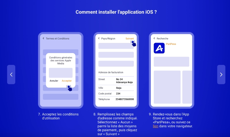 Application Paripesa Togo iOS pour paris