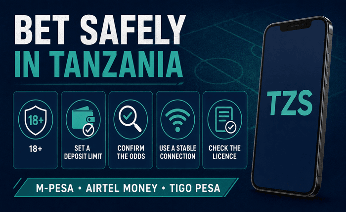Mobile phone used to check Premier League 2026/27 betting odds on a Tanzanian street