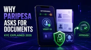 Hand holding a smartphone and ID card representing Paripesa KYC verification