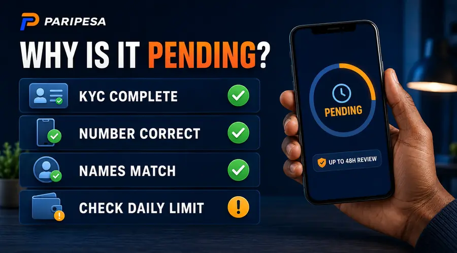 Person checking a phone screen with a green checkmark payment success notification, dark background with gold light