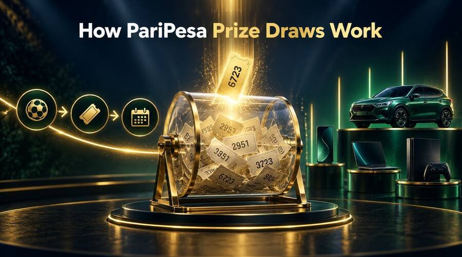 Raffle-style ticket draw drum representing how PariPesa prize promotions select winners