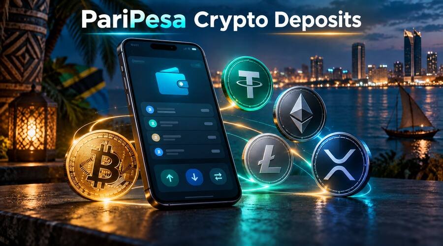 Cryptocurrency coins glowing beside a mobile betting screen, dark background