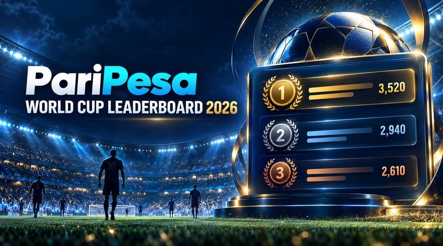 African sports bar crowd watching a World Cup match on screen, PariPesa World Cup Leaderboard promotion